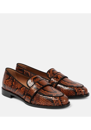 Aquazzura Martin snake-effect leather loafers