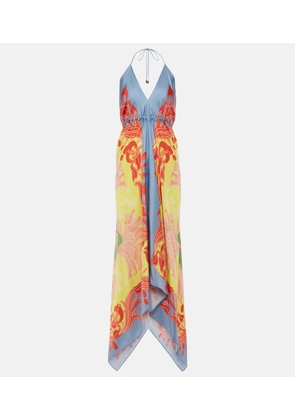 Etro Printed halterneck silk beach dress