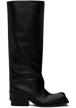 FIDAN NOVRUZOVA Black Havva Chunky Heel Plissè Tall Boots