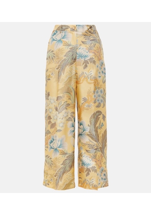 Etro Printed silk wide-leg pants