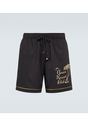 Amiri Resort Club embroidered cotton shorts