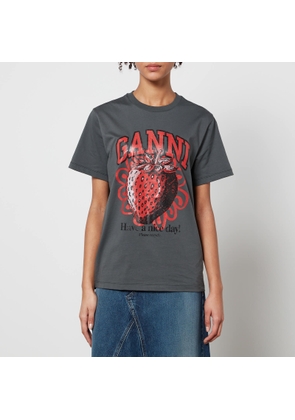 Ganni Strawberry Printed Organic Cotton-Jersey T-Shirt - XS