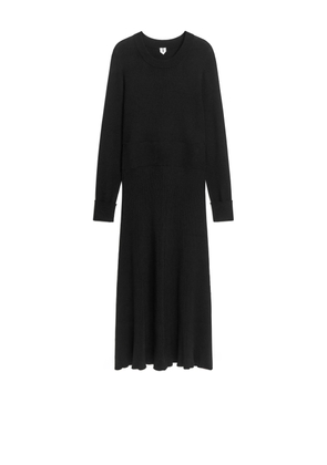 Knitted Wool Blend Dress - Black