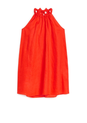 Bow Linen Dress - Orange