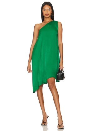 Bobi Black One Shoulder Dress in Green. Size S.