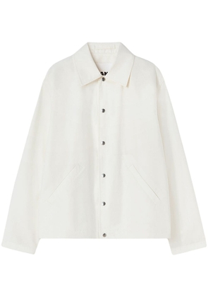 Jil Sander logo-print cotton shirt jacket - White