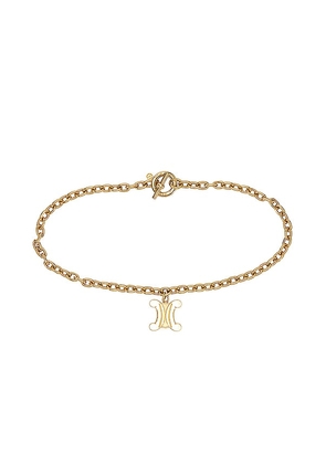 FWRD Renew Celine Triomphe Logo Chain Necklace in Metallic Gold.