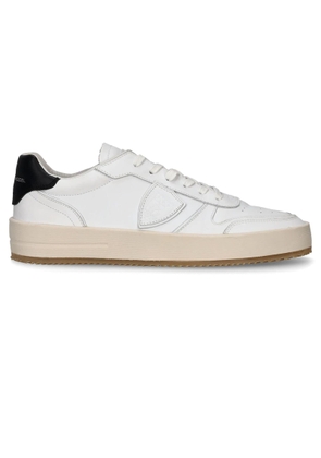 Philippe Model Nice Low-Top Sneakers In Leather, White Black