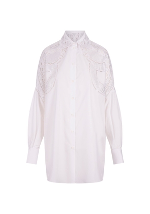Ermanno Scervino White Over Shirt With Sangallo Lace Cut-Outs
