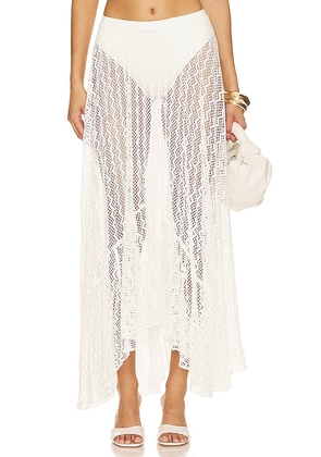 PatBO Lace Beach Skirt in White. Size S.