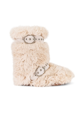 Jeffrey Campbell Fluffed-Up Boot in Ivory. Size 8.