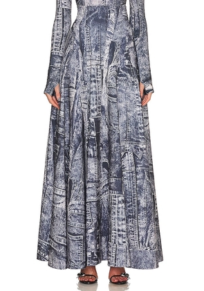 Norma Kamali Long Grace Skirt in Denim-Dark. Size XXS.