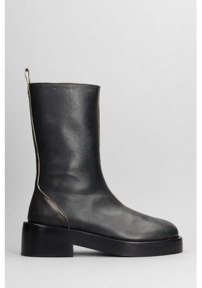 Courrèges Low Heels Boots In Black Leather