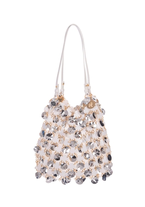 Paco Rabanne Large Sparkle Discs Bag In Silver/white