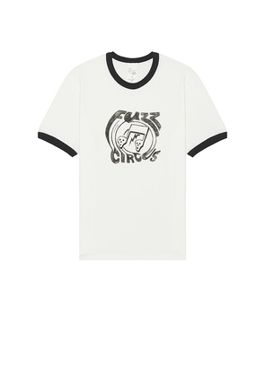 Nudie Jeans Ricky Fuzz Ringer T-Shirt in White. Size M, XL.