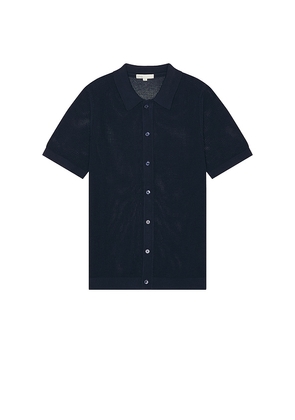 onia Crochet Knit Button Up Shirt in Navy. Size M, S, XL/1X.