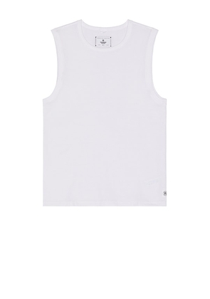 Reigning Champ Copper Jersey Sleeveless Shirt in White. Size M, S, XL/1X.