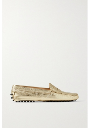 Tod's - Gommino Metallic Textured-leather Loafers - Gold - IT38,IT34,IT37,IT37.5,IT40.5