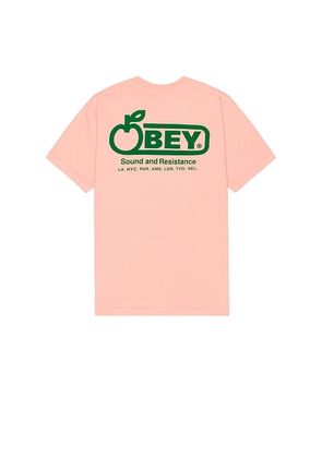 Obey Sound & Resistance Tee in Peach. Size M, S.