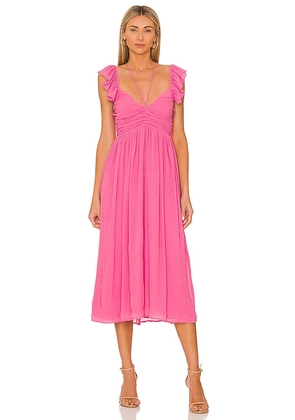 Tularosa Katrina Midi Dress in Pink. Size L, S, XL, XXS.