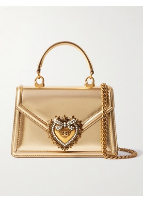 Dolce & Gabbana - Devotion Mini Embellished Metallic Leather Shoulder Bag - Gold - One size