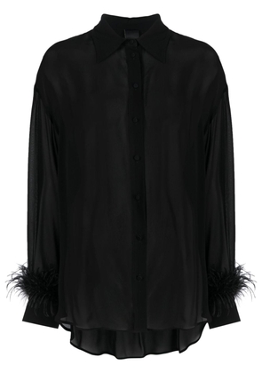 PINKO feather-trim georgette shirt - Black