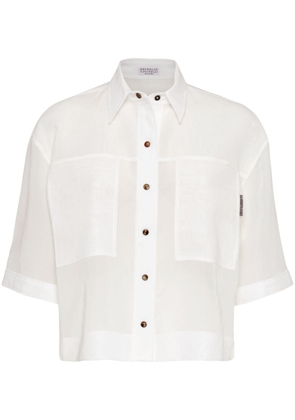 Brunello Cucinelli cropped short-sleeve shirt - White