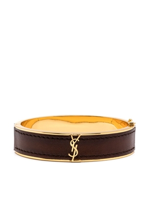 Saint Laurent Cassandre-logo leather-detail bracelet - Gold