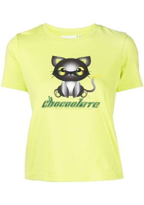 CHOCOOLATE logo cat-print T-shirt - Green