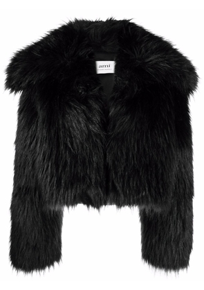 AMI Paris shearling cropped jacket - Black