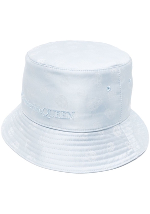 Alexander McQueen embroidered-logo bucket hat - Blue