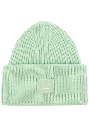 Acne Studios face-patch ribbed-knit beanie - Green