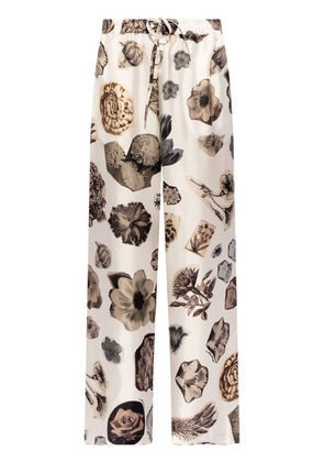 Marni floral-print straight-trousers - White