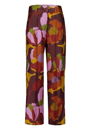 PAULA floral-print silk pants - Brown