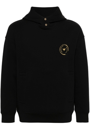 Emporio Armani logo-patch cotton-blend hoodie - Black