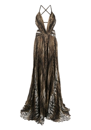 Roberto Cavalli deep V-neck maxi dress - Brown