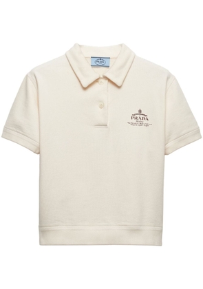 Prada logo-print fleece polo shirt - Neutrals