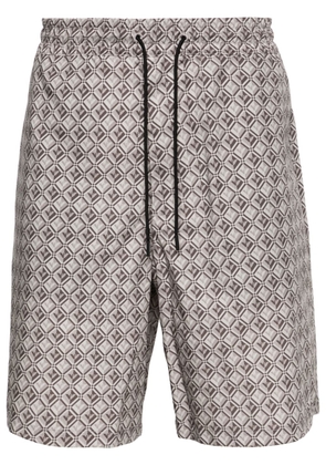 Emporio Armani logo pattern-print poplin shorts - Grey