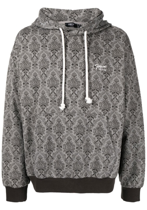 FIVE CM logo-embroidered paisley-print hoodie - Grey