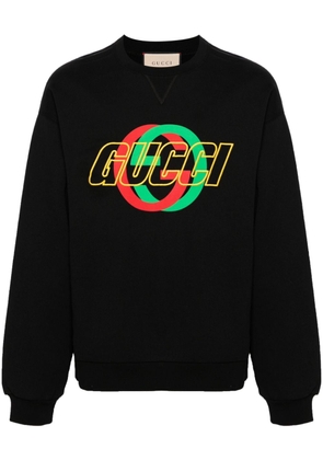 Gucci logo-embroidered cotton sweatshirt - Black