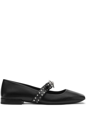 Versace Gianni Ribbon leather ballerina shoes - Black