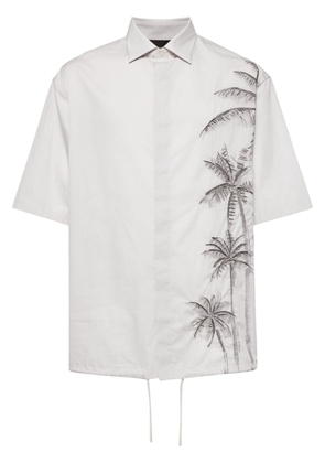 Emporio Armani palm tree-embroidered cotton shirt - Grey