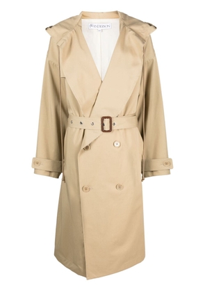 JW Anderson hooded double-breasted trench coat - Neutrals