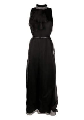 Fabiana Filippi ruffle-detail silk maxi dress - Black