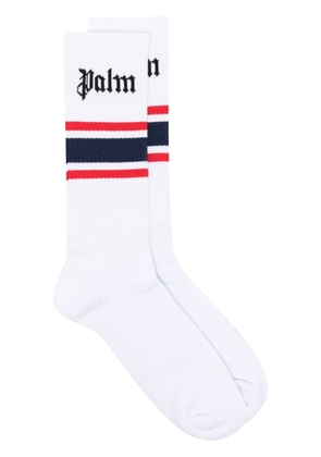 Palm Angels intarsia-knit logo socks - White