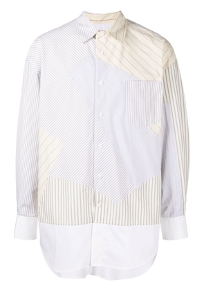 Feng Chen Wang long-sleeve patchwork shirt - Neutrals