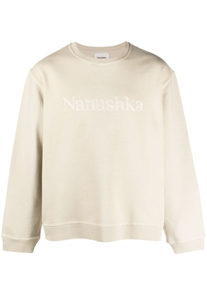 Nanushka logo-embroidered cotton sweatshirt - Neutrals