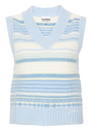 GANNI stripped sleeveless knitted top - Blue