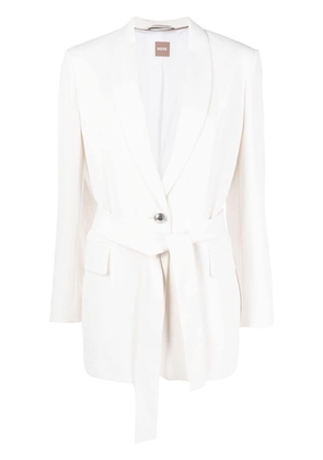 BOSS single-breasted belted blazer - White