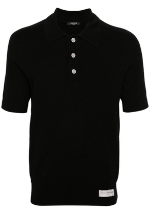 Balmain short-sleeve merino polo shirt - Black